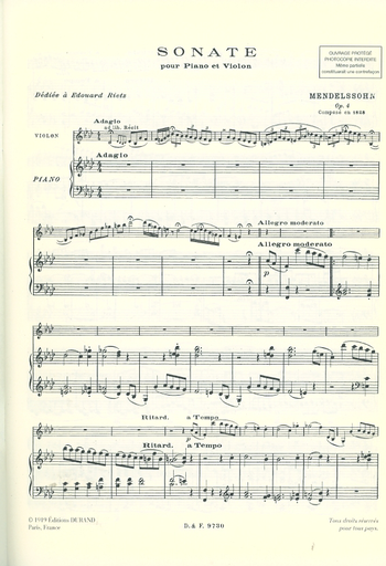 Mendelssohn, F.: Sonate Op.4 (violin & piano)