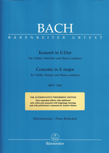 Bach, J.S. (Manze): Concerto in E major BWV 1042 (violin & piano) Barenreiter Urtext