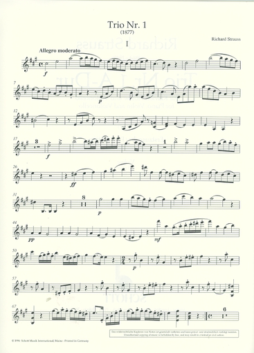 Strauss, Johann: Trio #1 in A (violin, Cello & piano)