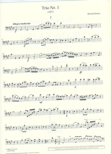 Strauss, Johann: Trio #1 in A (violin, Cello & piano)