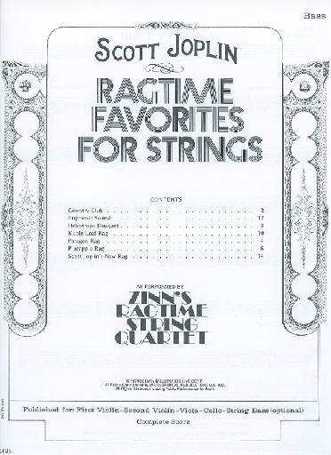 Joplin, Scott (Zinn): Ragtime Favorites for Strings (bass)