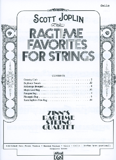 Joplin, Scott (Zinn): Ragtime Favorites for String Quartet (Cello)