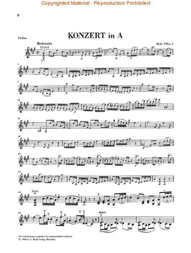Haydn, F.J. (Lohmann/Thomas, ed.): Concerto in A major, Hob. VIIa: 3, urtext (violin & piano)