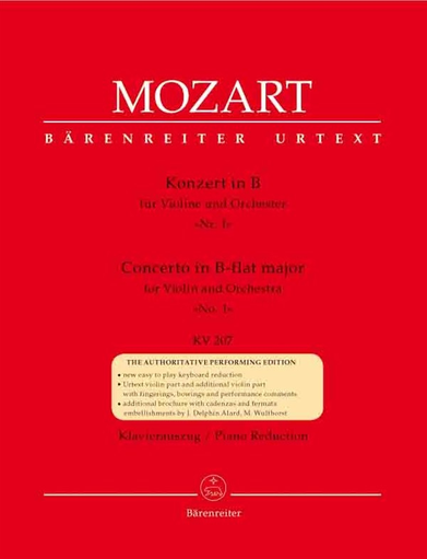 Mozart, W.A. (Mahling): Concerto No. 1 in Bb Major, KV 207 (violin & piano) Barenreiter Urtext
