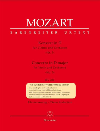 Mozart, W.A. (Mahling): Concerto No. 2 in D, KV 211 (violin/piano) Barenreiter Urtext