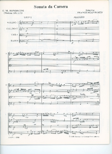 Bononcini, G.M. (Sciannameo): Sonata de Camera Op.III, No.16 (string quartet, string orchestra)