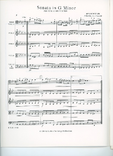 Eccles, H. (Aronson): Sonata in G minor for Cello and Strings (cello, and string quartet)