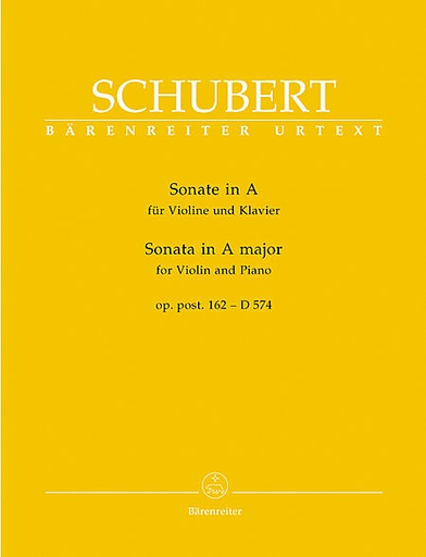 Schubert, Franz (Wirth).: Sonata in A D574 (violin & piano) Barenreiter Urtext