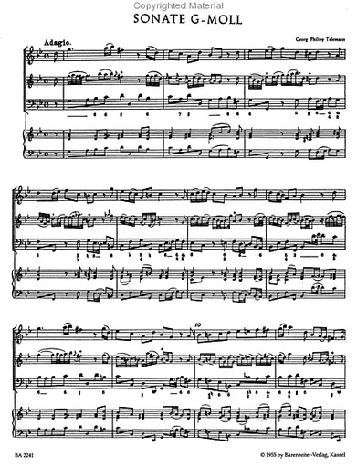 Telemann: Twelve Methodical Sonatas, Vol.1 G mi & A maj (violin & piano, cello) Barenreiter