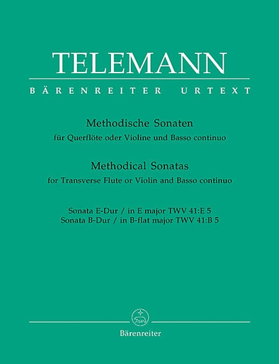 Telemann: Twelve Methodical Sonatas, Vol.5 E & Bb major (violin & piano, cello) Barenreiter