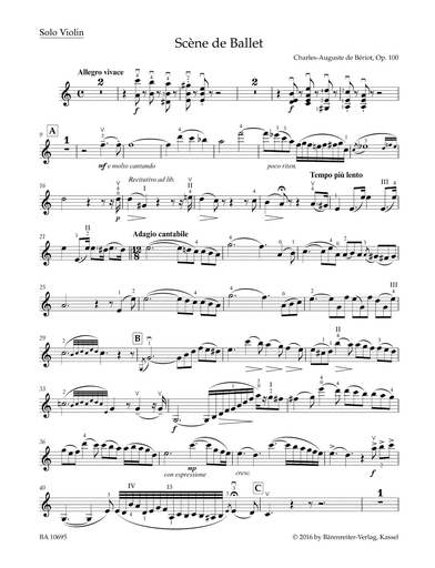 Beriot, Charles de (Sassmannshaus): Scene de Ballet, Op. 100 (violin & piano) Barenreiter