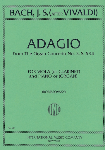 Bach, J.S.: Adagio from Organ Concerto No. 39-after Vivaldi (viola & piano)