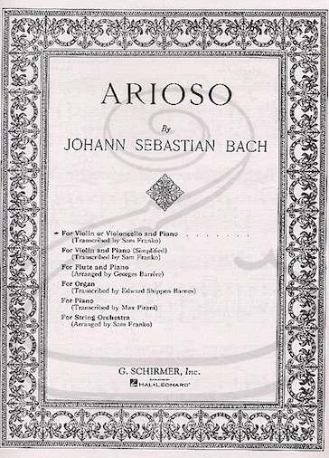 Bach, J.S. (Franko): Arioso - TRANSCRIBED (violin/cello & piano) Schirmer