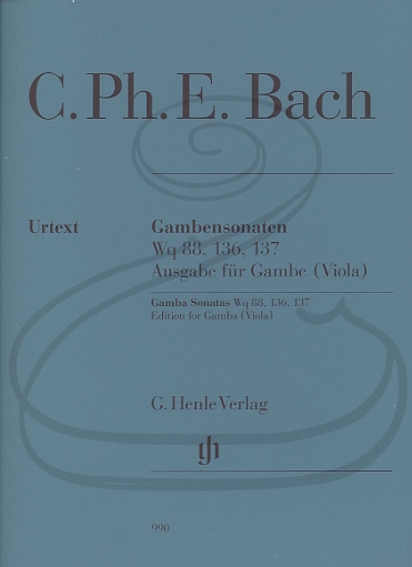 Bach, C.Ph.E. (Ensslin/Heinemann): Gamba Sonatas, Wq88, 136, 137 - URTEXT (viola & piano) Henle