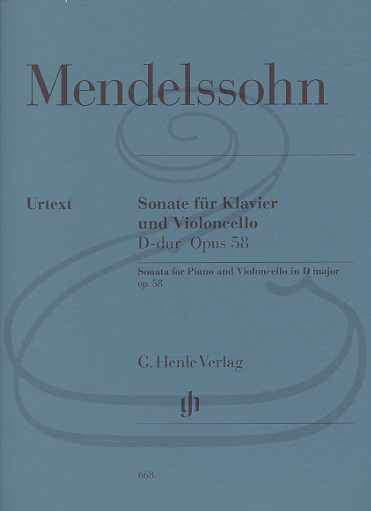 Mendelssohn, F. (Elvers/Heinemann): Sonata in D Major, Op.58 - URTEXt (cello & piano) Henle Verlag