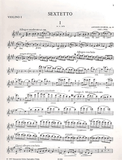 Dvorak, Antonin: Sextet Op.48 (2 violins, 2 violas, 2 cellos), Barenreiter