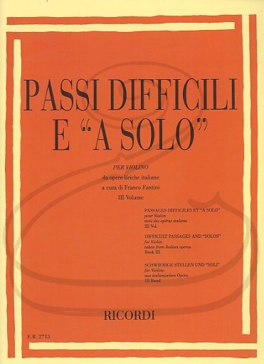 Fantini: Difficult Passages & Solos from Italian Operas, Vol.3 (violin) Ricordi