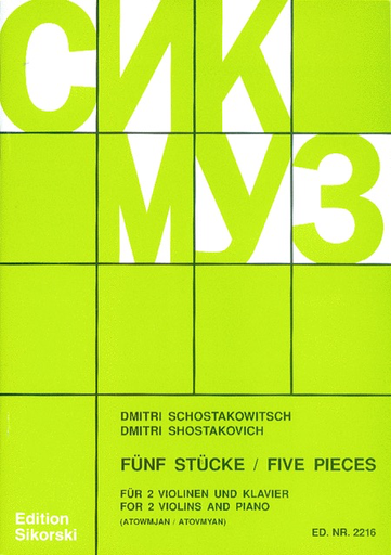 Shostakovich, Dmitri: Five Pieces for 2 violins and piano