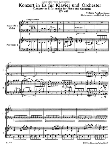 Mozart, W.A.: Quintet from Piano Concerto No.14 in E-flat major (2 violins, Viola, cello, piano) Barenreiter