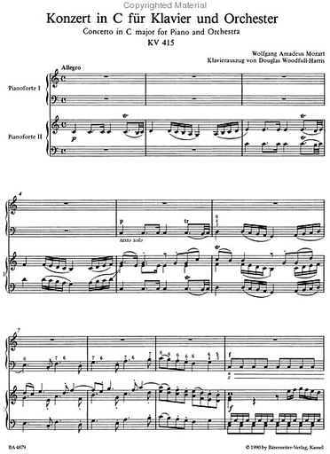 Mozart, W.A.: Quintet from Piano Concerto No.13 in C Major (2 violins, viola, cello, piano) Barenreiter