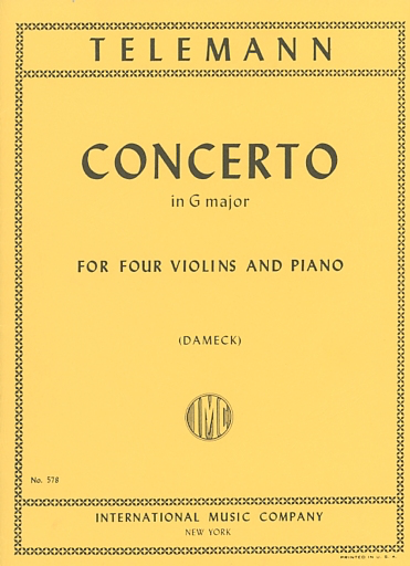 Telemann, G.P.: Concerto in G major, score & parts (4 violins) IMC