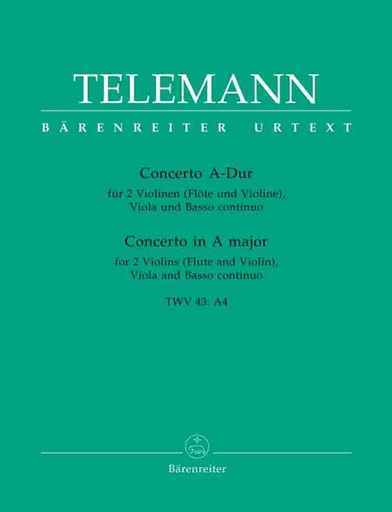 Telemann, G.P.: Concerto in A Major (2 violins, viola, cello, piano) Barenreiter