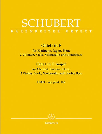 Schubert, F.: Octet Op.166-2 violins, viola, cello, bass, Clarinet, F horn, bassoon, Barenreiter