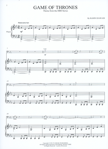 Djawadi, Ramin: Game of Thrones theme from the HBO series, (cello & piano)