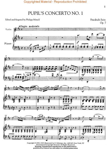 Seitz, F.: Pupil's Concertos No.1-5 COMPLETE (Violin & Piano)