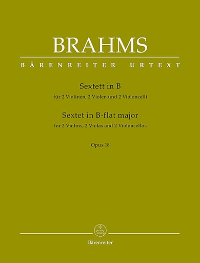 Brahms (Hogwood): Sextet No.1 in Bb Major, Op.18 - URTEXT (string sextett) Barenreiter