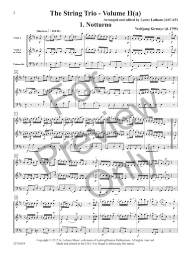 Hockner, W: The String Trio Vol.2a (string trio) Ludwig Masters