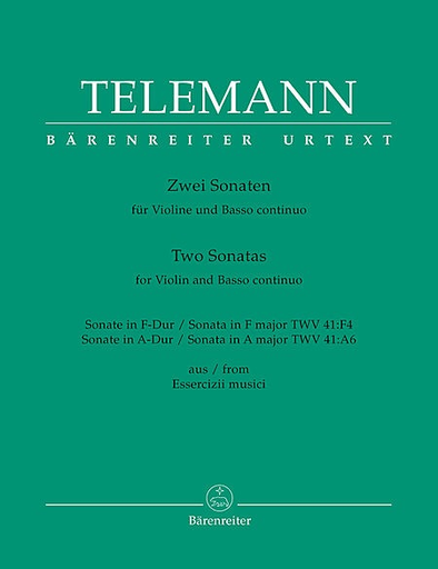 Telemann, G.P.: Two Sonatas for Violin & Basso Continuo (violin, piano, cello) Barenreiter