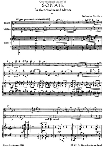Martinu, Bohuslav: Sonata for Flute, Violin & Piano