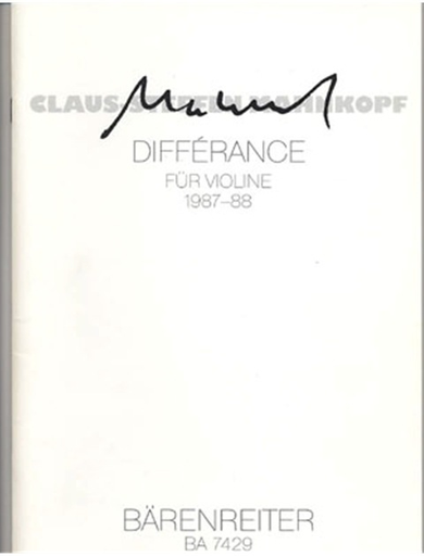 Mahnkopf, Claus-Steffen: Difference fur Violine, 1987/88 (violin solo) Barenreiter