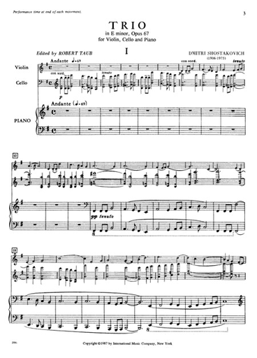 Shostakovich: Trio in E minor, Op. 67 (violin, cello, piano) IMC