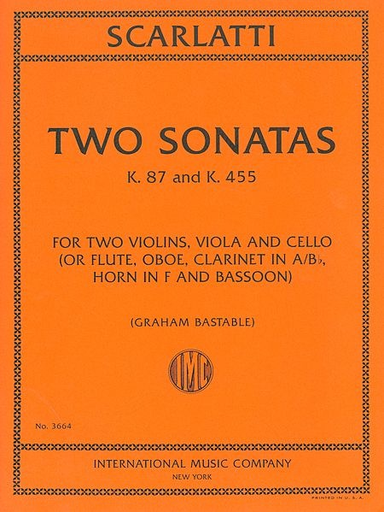 Scarlatti, D. (Bastable): Two Sonatas, K.87 and K.455 arranged for string quartet