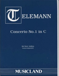 Telemann, G.P.: Concerto #1 in C-score & parts (4 violins)