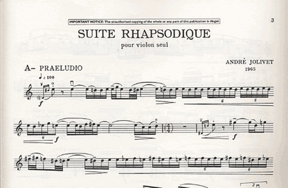 Jolivet, A.: Suite Rhapsodique (violin)