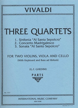 Vivaldi, A.: Three String Quartets For Two Violins, Viola and Cello (with keyboard and bass ad libitum) set of parts,