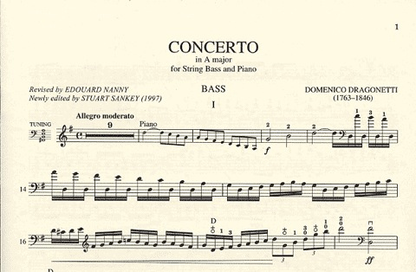 Dragonetti, Domenico: Concerto in A (bass & piano) IMC