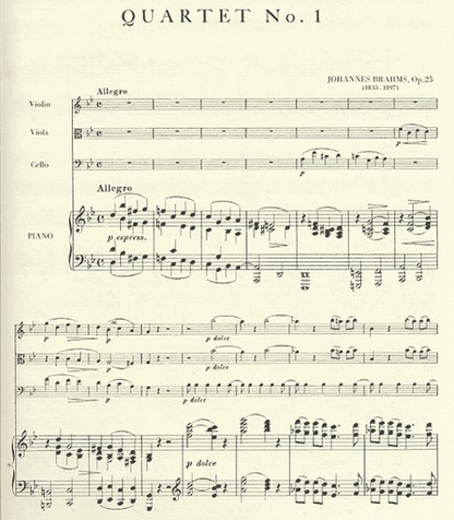 Brahms, Johannes: Piano Quartet Op.25 No.1 in g minor (violin, viola, cello, piano)