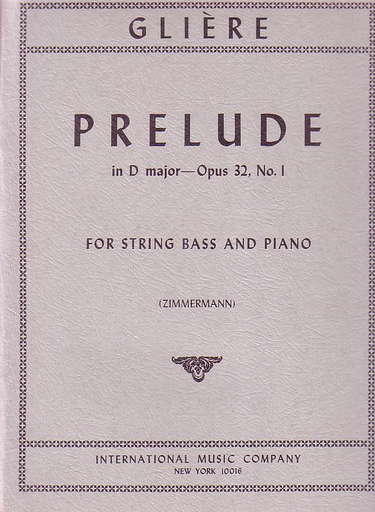 Gliere, Reinhold (Zimmermann): Prelude Op.32#1 (bass & piano)