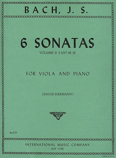 Bach, J.S.: (David-Hermann) 6 Sonatas Vol.2, S.1017-18-19, #4-6 (viola & piano)