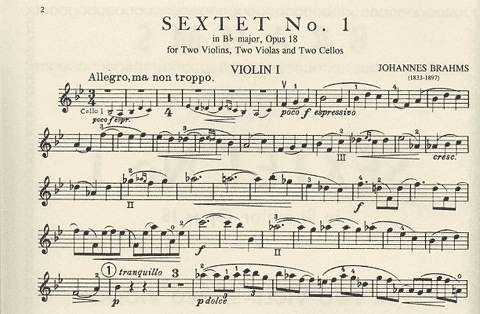 Brahms, Johannes: Sextet No.1 in Bb major, Op.18 (2 violins, 2 violas, 2 cellos)