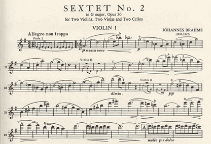 Brahms, Johannes: Sextet No.2 in G major, Op.36 (2 violins, 2 violas, 2 cellos)