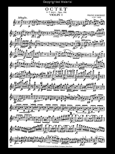 Schubert , F.: Octet Op.166-2 violins, viola, cello, bass, clarinet, F horn, bassoon