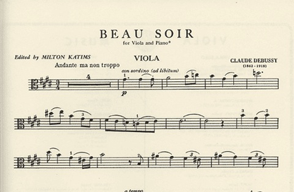 Debussy (Katims/Gretchaninoff): Beau Soir (viola & piano) International