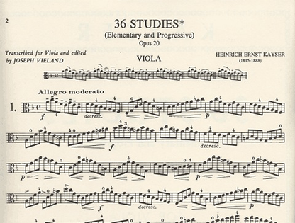 Kayser, H.E.: 36 Studies, Op.20 (viola)