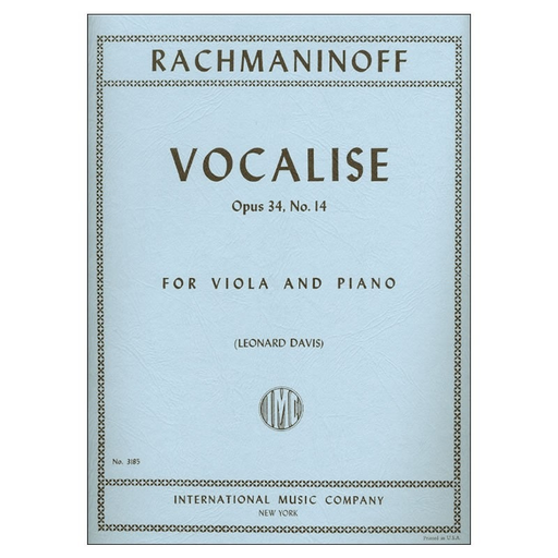 Rachmaninoff (Davis): Vocalise (viola & piano) IMC