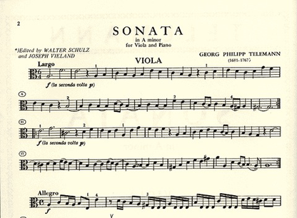 Telemann, G.P.: Sonata in A minor (viola & piano) IMC